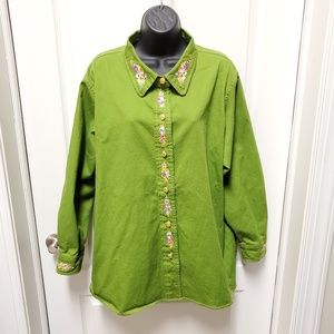 Bob Mackie Womens Button Down Blouse